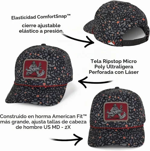 Vista 3 de Paramount Outdoors Big Foot Squatch Gorra de rendimiento para pesca con cuerda, perforación láser, cierre de presión Negro