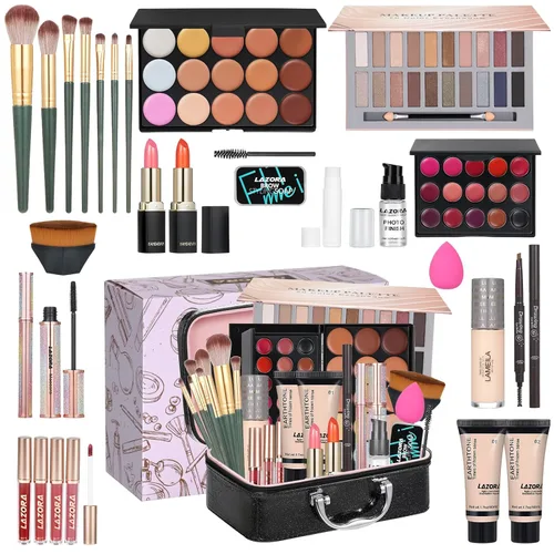 Vista 11 de Kit de maquillaje todo en uno para adolescentes, juego de regalo de maquillaje para mujeres, caja de regalo para las fiestas, paquete esencial