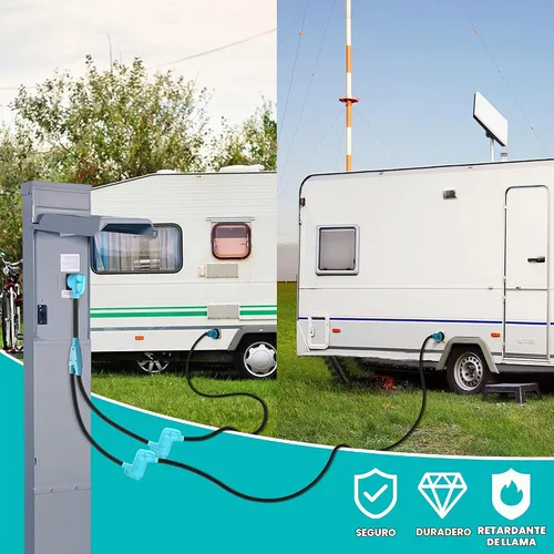 Vista 6 de CircleCord Cable adaptador en Y para caravana de 30 amperios a dos 30 amperios, enchufe macho NEMA TT-30P a hembra TT-30R con mango de agarre, STW