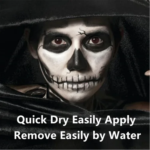 Vista 6 de Go Ho Pintura facial y corporal negra líquida (2.1 onzas), maquillaje negro a base de agua y pintura corporal para aerógrafo maquillaje especial FX