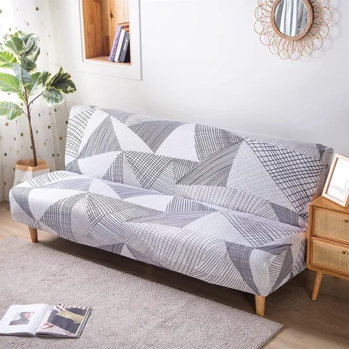 Vista 3 de ele ELEOPTION Funda de Sofá Cama sin Brazos Triangular Gris Funda Deslizable Elástica Fundas de Sofá Plegable Fundas de Sofá Fundas de Futón