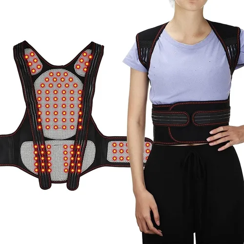Vista 5 de Soporte magnético para la espalda, chaleco de terapia de autocalentamiento, soporte de espalda completa, 108 piezas, imanes, corrector de espalda