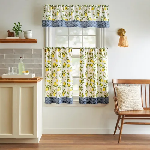 Vista 7 de Martha Stewart Chickens - Juego de cenefas y niveles de cortina de ventana de 3 piezas, multicolor