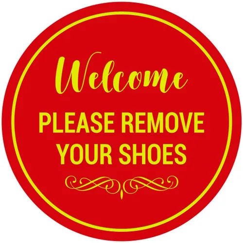 Vista 16 de Signs ByLITA Circle Welcome Please Remove Your Shoes Sign, Negro