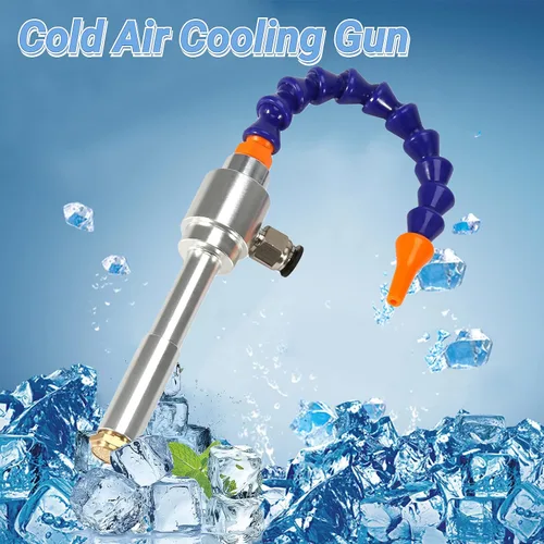Vista 4 de Pistola de refrigeración de aire frío, 5.118 in Mini aleación de aluminio Vortex aire frío seco pistola de refrigeración con tubo flexible
