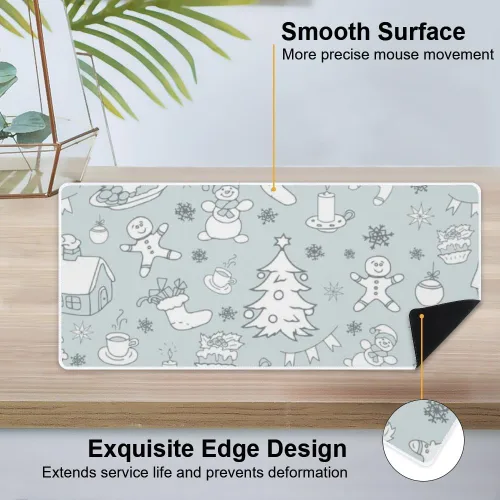 Vista 4 de Retro Christmas Snowmen Mouse Pad Large Gaming Mousepad with Non- Slip Rubber Base Smooth Face Gaming Mouse Mat Deskmat for Desk Pretty Office