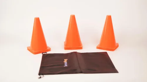 Vista 4 de Paquete de 12 conos de entrenamiento de agilidad, conos marcadores deportivos para ejercicios de fútbol, fútbol, baloncesto y fitness