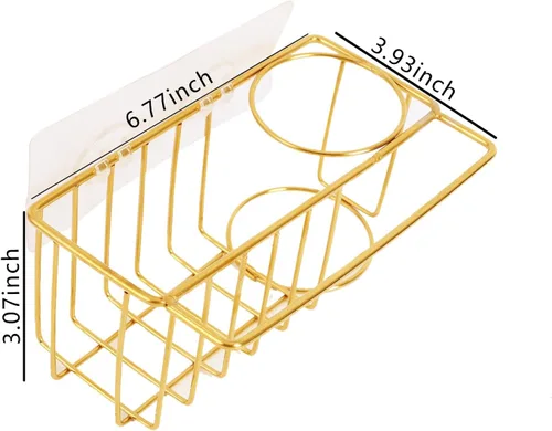 Vista 2 de Organizador adhesivo 3 en 1 para fregadero de cocina, esponja de acero inoxidable y soporte para cepillo para fregadero de cocina, adecuado