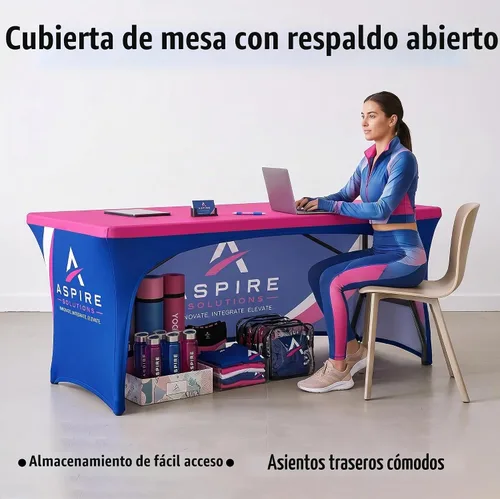 Vista 6 de UV Centre - Mantel con logotipo personalizado, mantel de elastano personalizado con tu diseño, imagen, logotipo y texto, mantel elástico ajustable