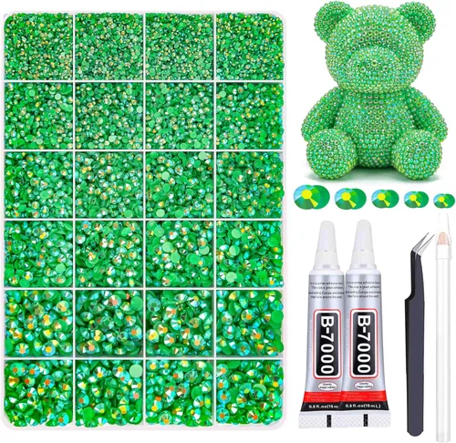 Vista 31 de 27000PCs Resin Rhinestones Kit, 2-6mm Crystal Diamond Gems with Picker Pencil, Tweezer & 2 Glue Bottles, Flatback Rhinestone Set for Diamond