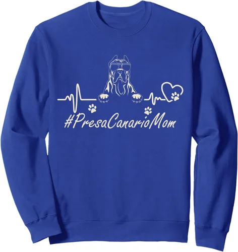 Vista 4 de Presa Canario Mom Heartbeat With Dog Cool For Mothers Day Sweatshirt