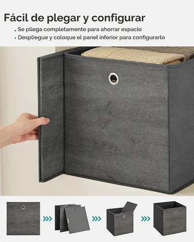 Vista 3 de SONGMICS Cubitos de almacenamiento, juego de 6, organizadores plegables de Gris Misty