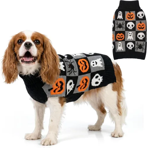 Vista 14 de KYEESE - Suéter de Navidad para perros con diseño de renos para perros pequeños, ropa a cuadros de búfalo rojo con agujero para la correa para días