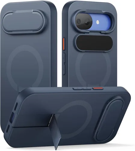 Vista 26 de SURITCH Funda para teléfono Google Pixel 9 Pro XL, compatible con MagSafe, funda protectora con cubierta de cámara y soporte de metal ajustable