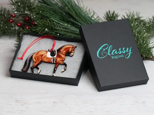 Vista 4 de Adornos navideños de caballo de doma, regalos de caballo para mujeres, decoración de adornos de caballo (bayo)