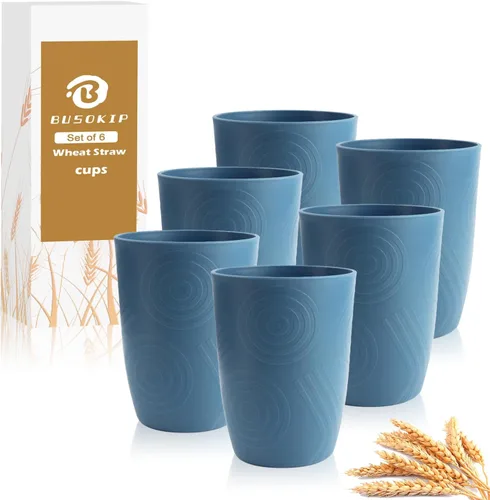 Vista 27 de Vasos de paja de trigo de 16 onzas, vasos de plástico