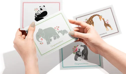 Vista 2 de Twigs Papel – Surtido de tarjetas de felicitación para baby shower en blanco con sobres, tarjetas de felicitación para niños y niñas, tarjetas