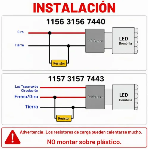 Vista 7 de Resistencias de carga de 6 ohm 50 W de 4 piezas de Aaron, para corregir el código de error de la señal de giro intermitente de la bombilla LED súper