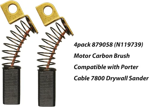 Vista 3 de Paquete de 4 cepillos de carbono para motor 879058 (N119739) compatibles con lijadora Porter Cable 7800 para paneles de yeso