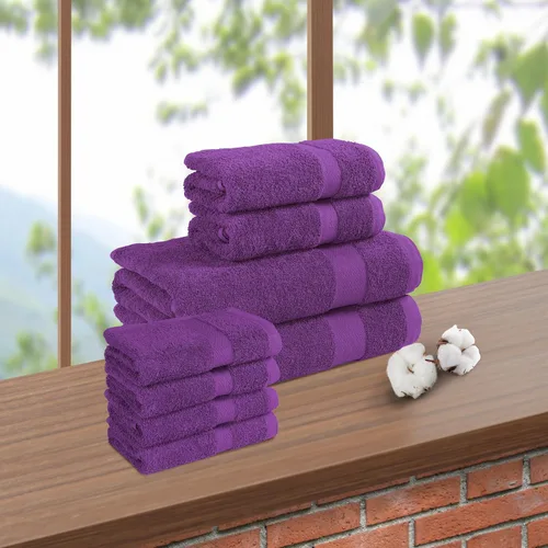 Vista 5 de Juego de toallas de 8 piezas, ultra suave, 100% algodón puro, 2 toallas de baño grandes de 28 x 56 pulgadas, 2 toallas de mano para baño de 16 x 26