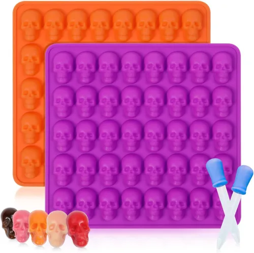 Vista 18 de Molde de silicona de calavera, moldes de silicona para Halloween, moldes para gomitas, paquete de 2 moldes de chocolate de Halloween, mini moldes