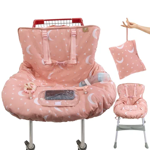 Vista 7 de Funda para carrito de compras para bebé niña y niño Funda resistente al agua para silla alta con bolsa para teléfono y bolsillo Funda de carrito