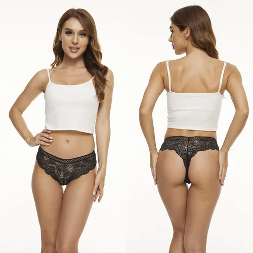 Vista 7 de Bragas sexy de encaje para mujer, bikini atrevido, bragas hipster transpirables