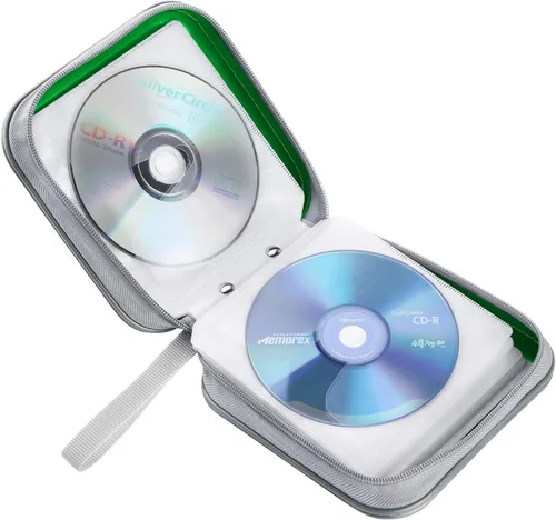Vista 5 de Siveit Estuche para CD, Capacidad para 40 CD/DVD, Cartera Portadora de Estuches de Plástico Duro para Discos DVD, Carpeta de Almacenamiento
