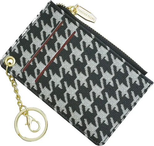Vista 28 de Carteras pequeñas para mujer, tarjetero de piel delgado, cartera de monedas con llavero