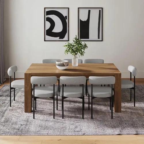Vista 31 de Nathan James Gracie - Silla de comedor moderna con cojín, silla de comedor tapizada con marco de madera maciza, color marrón claro, juego de 2