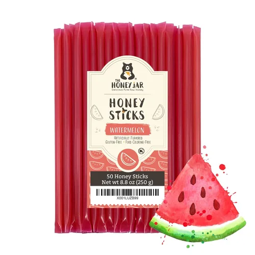 Vista 6 de The Honey Jar Palitos de miel con sabor a mora, pajitas de miel pura para el té, café o un placer saludable, una cucharadita de miel saborizada por