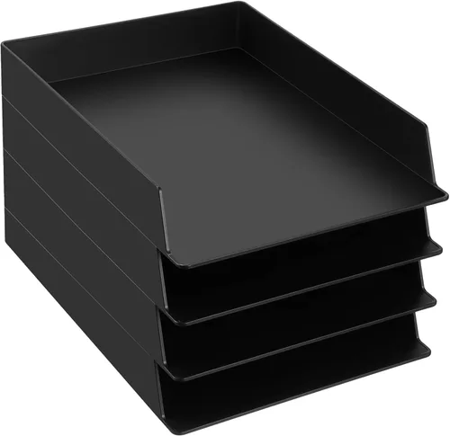 Vista 9 de Wenqik Bandejas de letras negras apilables, organizador de escritorio de Negro