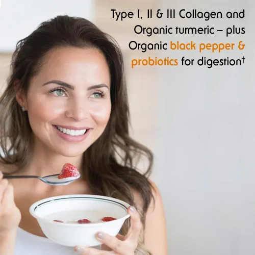Vista 4 de Garden of Life Péptidos de colágeno multifuente + polvo de cúrcuma – Manzana y canela, 20 porciones, para mujeres y hombres, movilidad