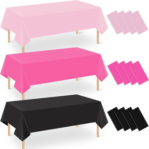 Vista 18 de Paquete de 12 manteles de plástico para baby shower de vaquero para mesas rectangulares, funda de mesa desechable con estampado de vaca, mantel