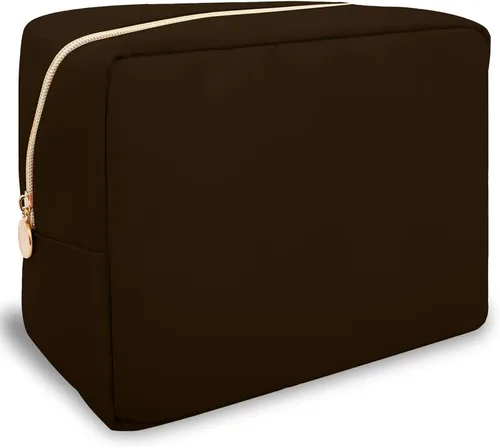 Vista 13 de izuzta Nylon Lager Pequeño Slim Mini Maquillaje Bolsa Organizador, Beige, Viajes
