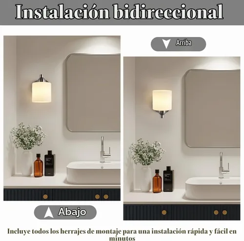 Vista 7 de Mecgirn Apliques de Pared de Vidrio Esmerilado Níquel Cepillado, Paquete de 1 Luminarias de Pared Interiores Cableadas para Sala de Estar, Pasillo