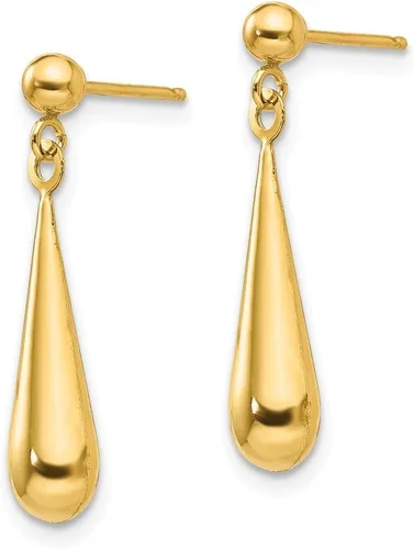 Vista 2 de Aretes colgantes de oro amarillo sólido de 14 quilates (0.866 in x 0.157 in), Oro amarillo