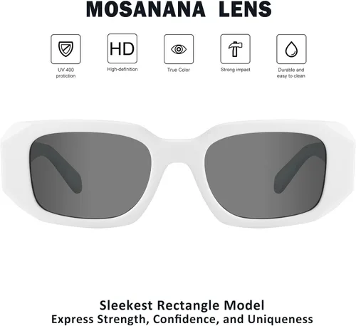 Vista 4 de mosanana Gafas de sol rectangulares de moda para mujeres y hombres