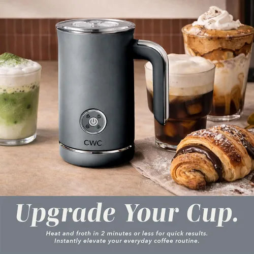 Vista 6 de COOK WITH COLOR Vaporizador y espumador eléctrico 4 en 1, calentamiento y espuma de 2 minutos, máquina de espuma fría y caliente para café, latte