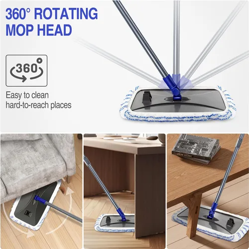 Vista 4 de MASTERTOP Escobas de microfibra para limpieza de pisos, escoba industrial extra grande, escoba comercial para pisos para uso húmedo y seco, escobas