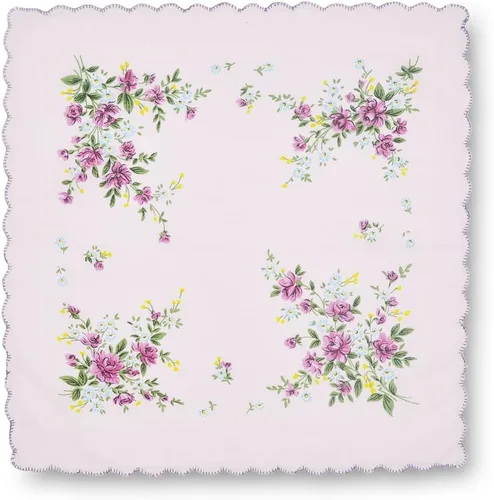 Vista 3 de GB - Pañuelos 100 algodón para mujer surtidos con borde ondulado y estampado floral 12 piezas