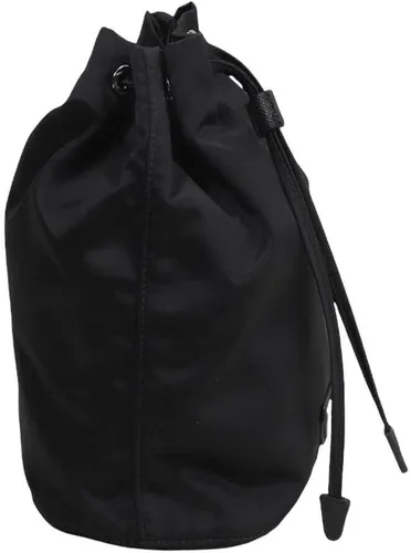 Vista 3 de Prada Bolsa con cordón de nailon y cuero negro 1NA369, Negro