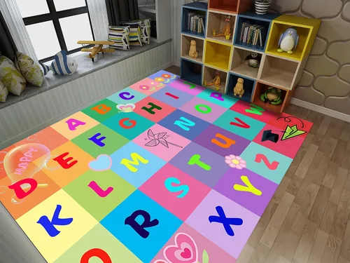 Vista 3 de ABC - Tapete de aprendizaje infantil de 2 x 3 pies, rectangular, antideslizante, lavable a máquina, para sala de estar, dormitorio, aula, cuarto