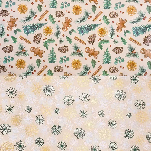 Vista 6 de RUSPEPA Reversible Christmas Wrapping Paper Roll, Mini Roll, Gingerbread Pinecone and Snowflake Design Gift Wrap for Christmas Presents, Winter
