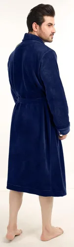 Vista 2 de NY Threads - Bata de baño lujosa en tejido polar con cuello de chal para hombre