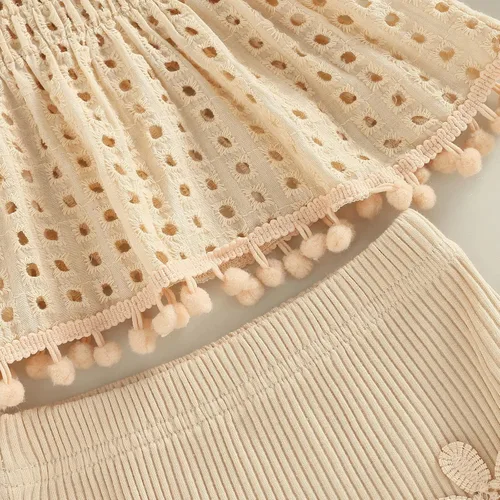 Vista 165 de TheFound Trajes de verano para niñas pequeñas, sin mangas, de punto acanalado, halter, pantalones cortos, ropa para recién nacidos, conjunto de 3