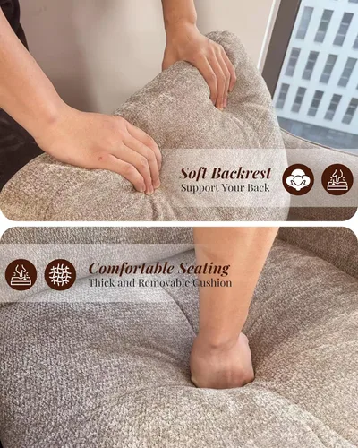 Vista 9 de LEVELEVE Silla con brazo Accent – marrón claro, silla de lectura cómoda tapizada para sala de estar, dormitorio, apartamento, sala de espera