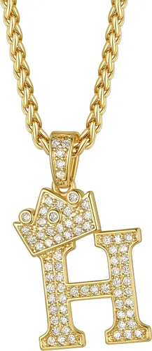 Vista 24 de Richsteel Collar con colgante de letra inicial A-Z para hombres y mujeres Initial A