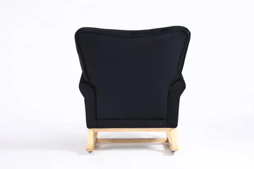 Vista 3 de Silla mecedora con respaldo de ala, cómoda silla mecedora con brazos de cojín, mecedoras tapizadas con botón acolchado para sala de estar