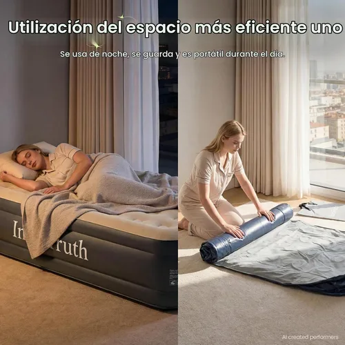 Vista 7 de OlarHike Colchón de aire individual con bomba incorporada, cama inflable de Altura estándar 18" Gris
